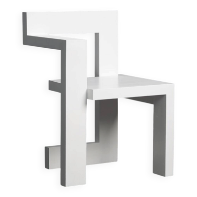 Chaise en bois moderniste asymétrique, Pays-Bas, années 1970