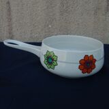 Poêlon caquelon Villeroy and Boch pattern flowers 70s pop age vintage diam 18 cm little served