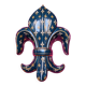 Antique Wall Vase Fleur de Lys in Gien Blue and Gold Earthenware - Jard