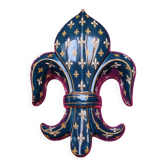 Ancien Vase Mural Fleur de Lys en Faïence de Gien Bleu Roi & Or - Jard