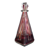 Art Deco carafe in red cut glass, in the style of Karl Palda