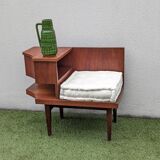 Vintage 1960s teak telephone hall bench