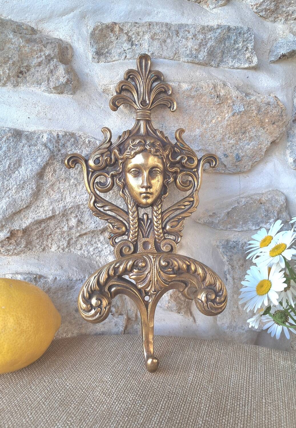 Antique brass coat hook
