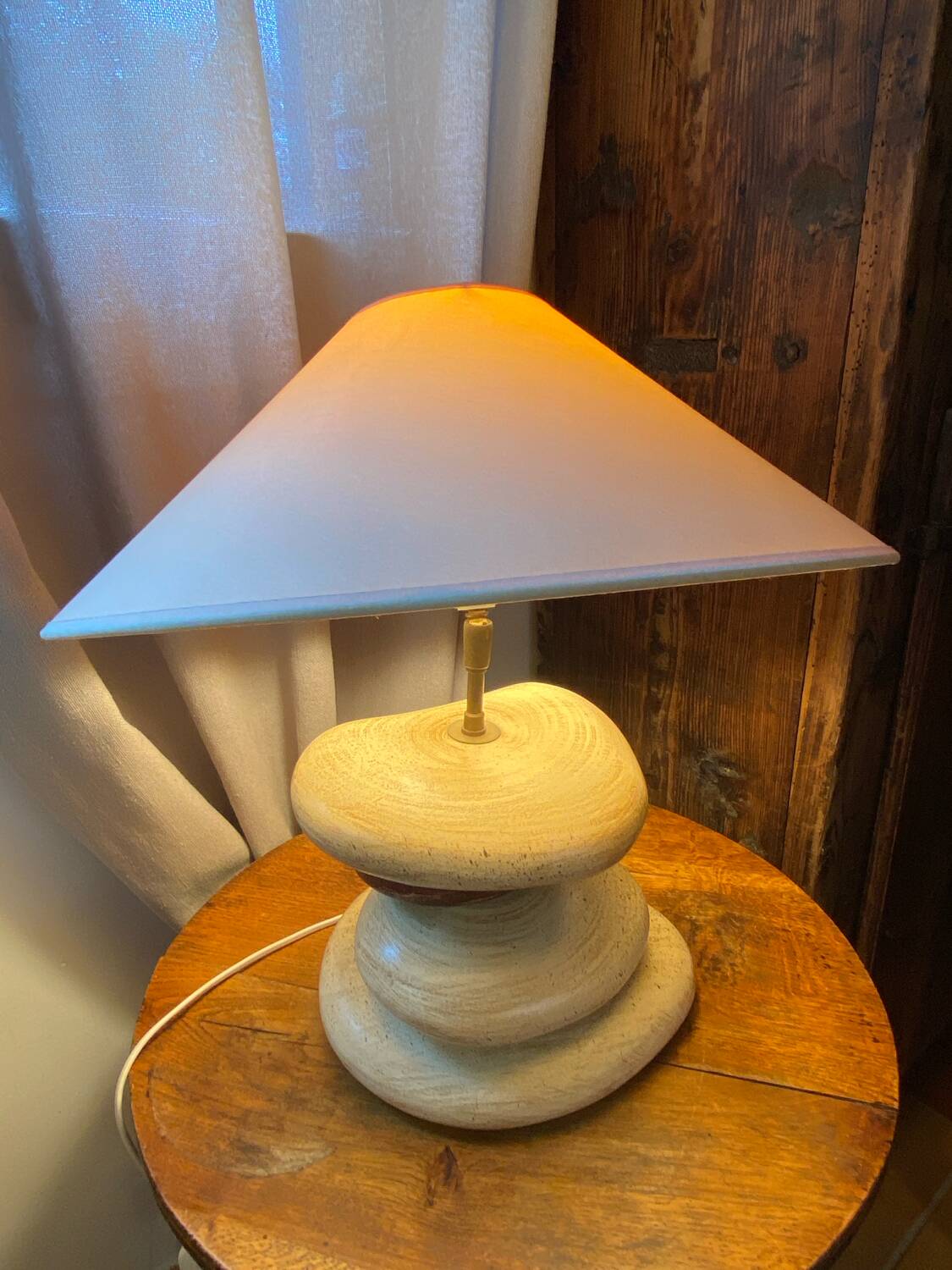 Pebble table lamp, adjustable shade, François Chatain