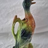 Old barbotine jug Saint Clément Mallard Duck A027