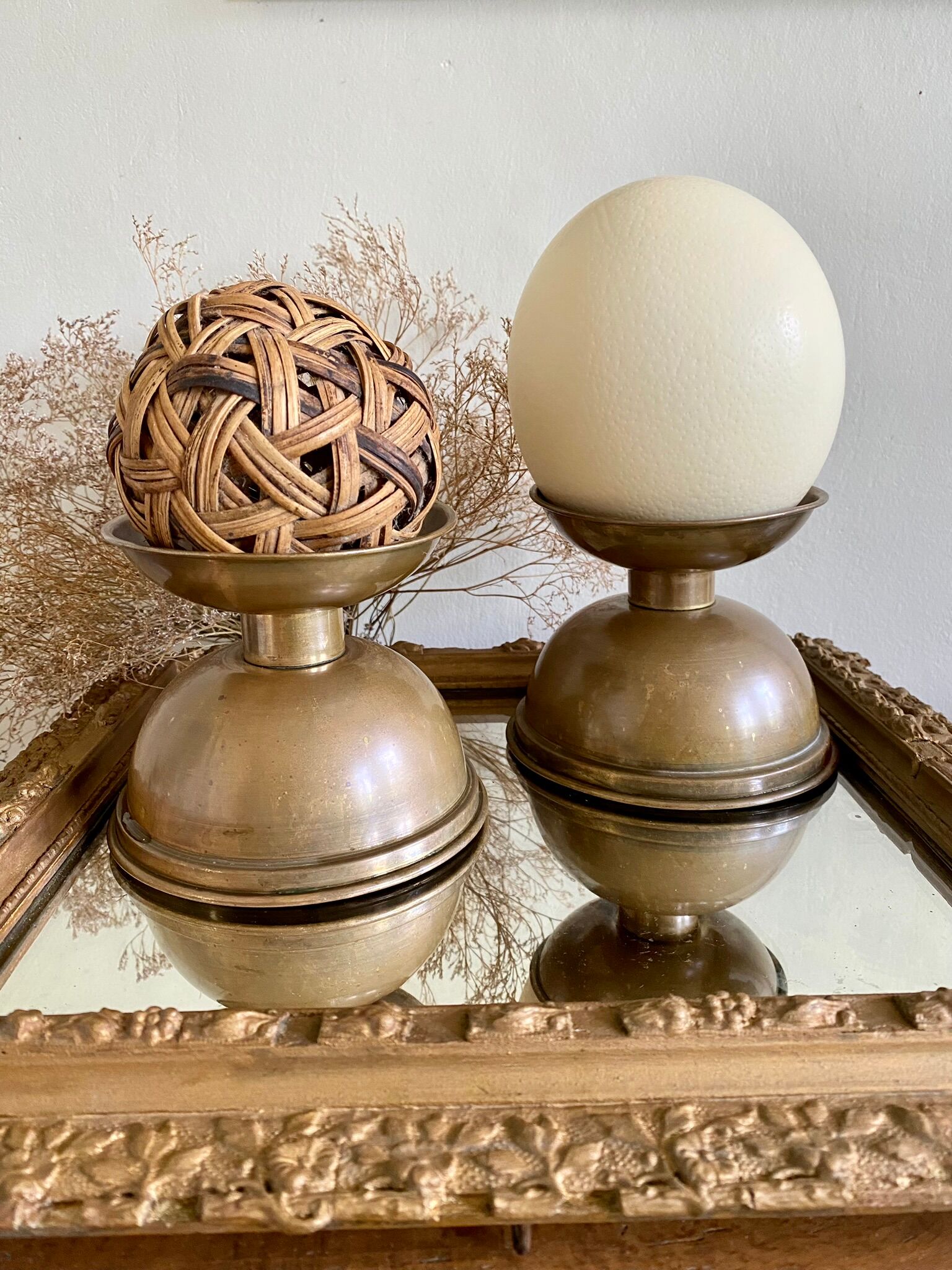 Pair of brass church candlesticks