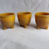 Marbled glass tripod egg cups