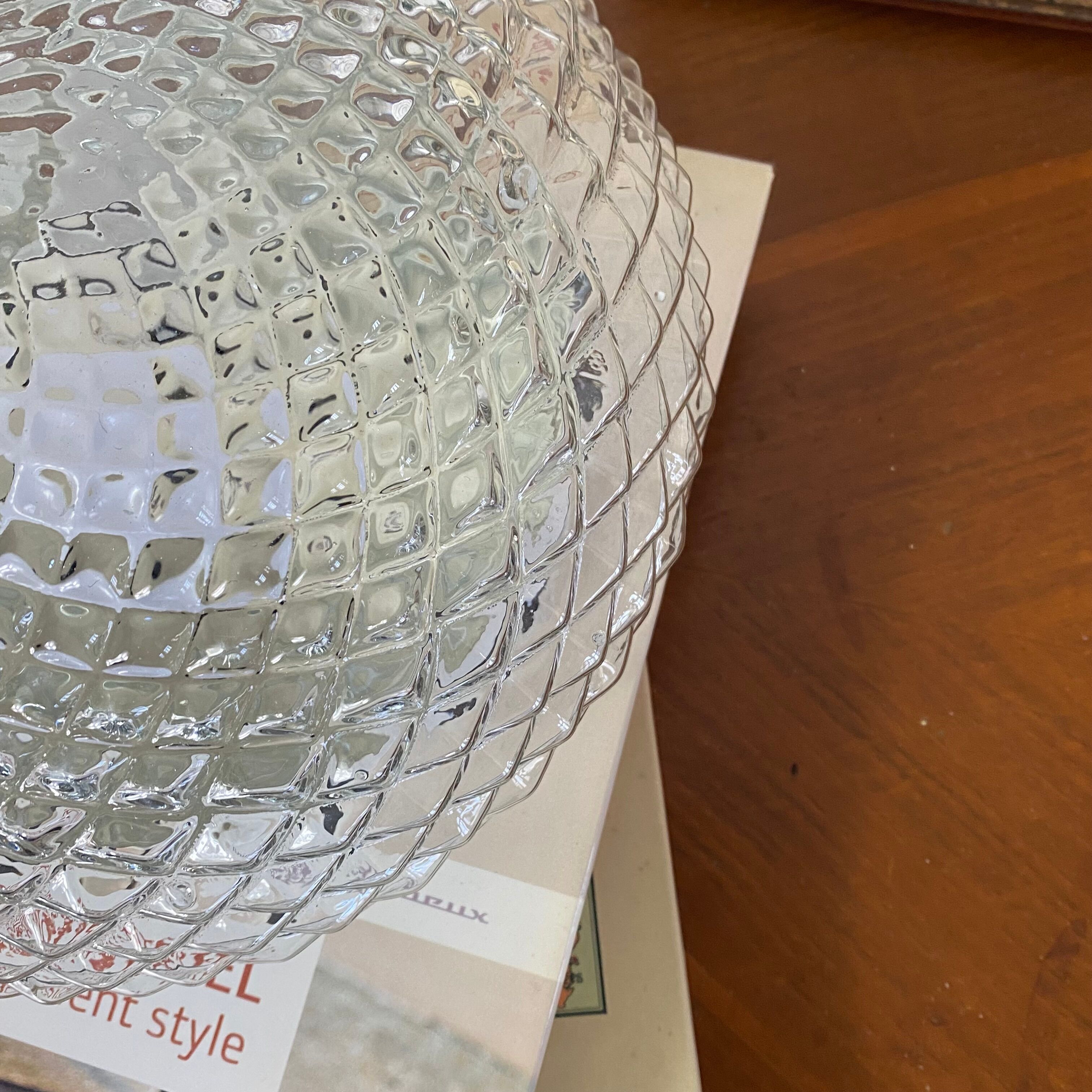 Vintage wall light ceiling fixture transparent glass 1970s 1980s