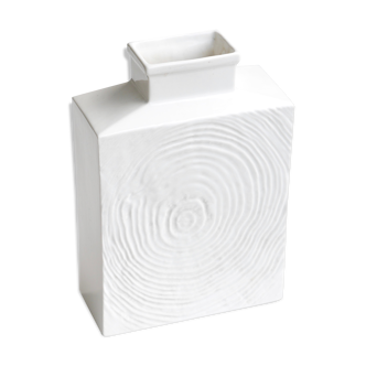 Vase blanc Sgrafo Modern en porcelaine, années 60