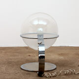 Italian Design table lamp made of chrome with glass, 1960