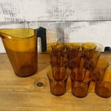 Amber Glass Orangeade Set from the 70s