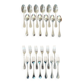 Christofle perles , couverts entremet 12 fourchettes 12 cuillères 17cm