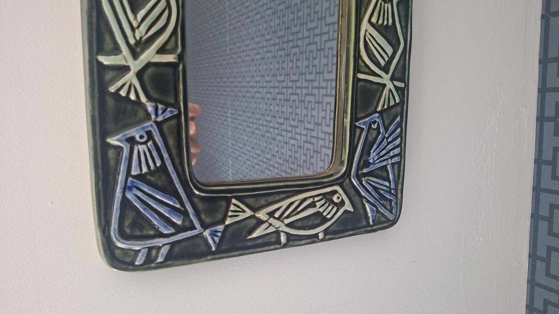 Ceramic Bird Mirror Lisa Larson Harlequin Series / Gustavsberg