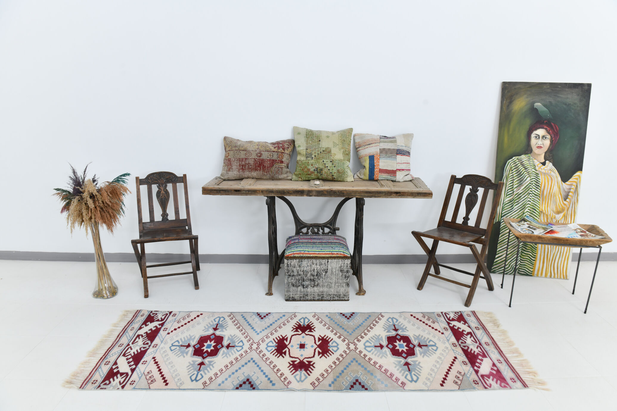 2x7 Oushak Sky Blue Runner Rug, 77x226Cm