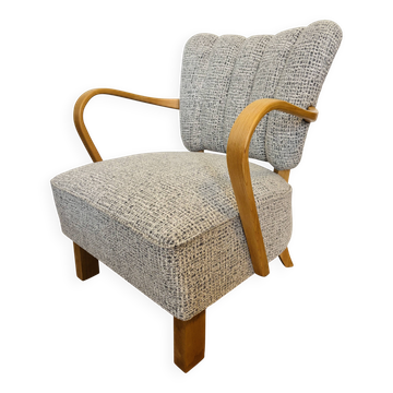 Fauteuil lounge vintage entièrement restauré par Jindrich Halabala H-237, années 1950.