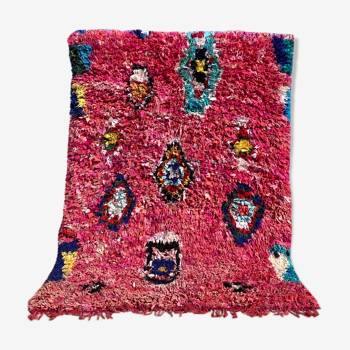 Moroccan carpet boucherouite rose 231x127cm