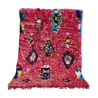 Moroccan carpet boucherouite rose 231x127cm