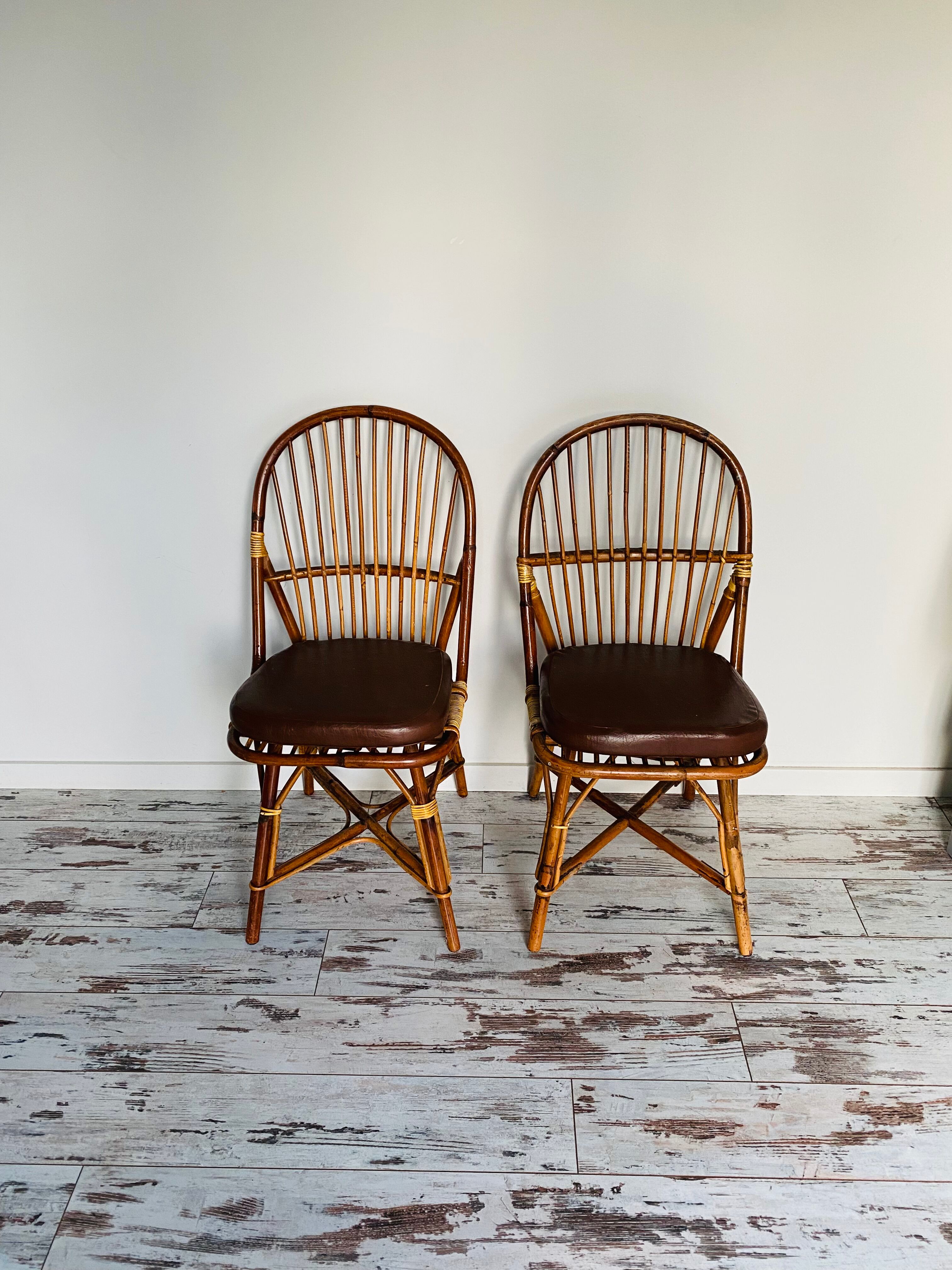 Bamboo and rattan chairs circa 60/70 from maison drucker