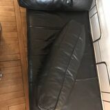 Sofa and armchair in chrome metal and black leather