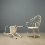 Vintage white lacquered iron garden chairs, Italy, 1950s