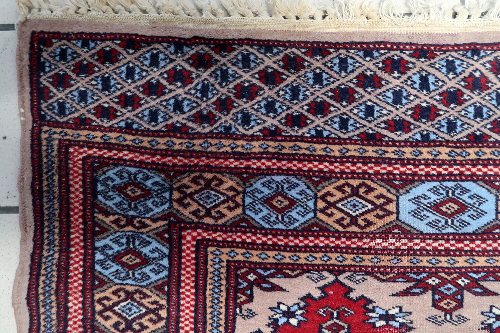 Antique Uzbek Bukhara handmade rug 94cm x 125cm (1920s)