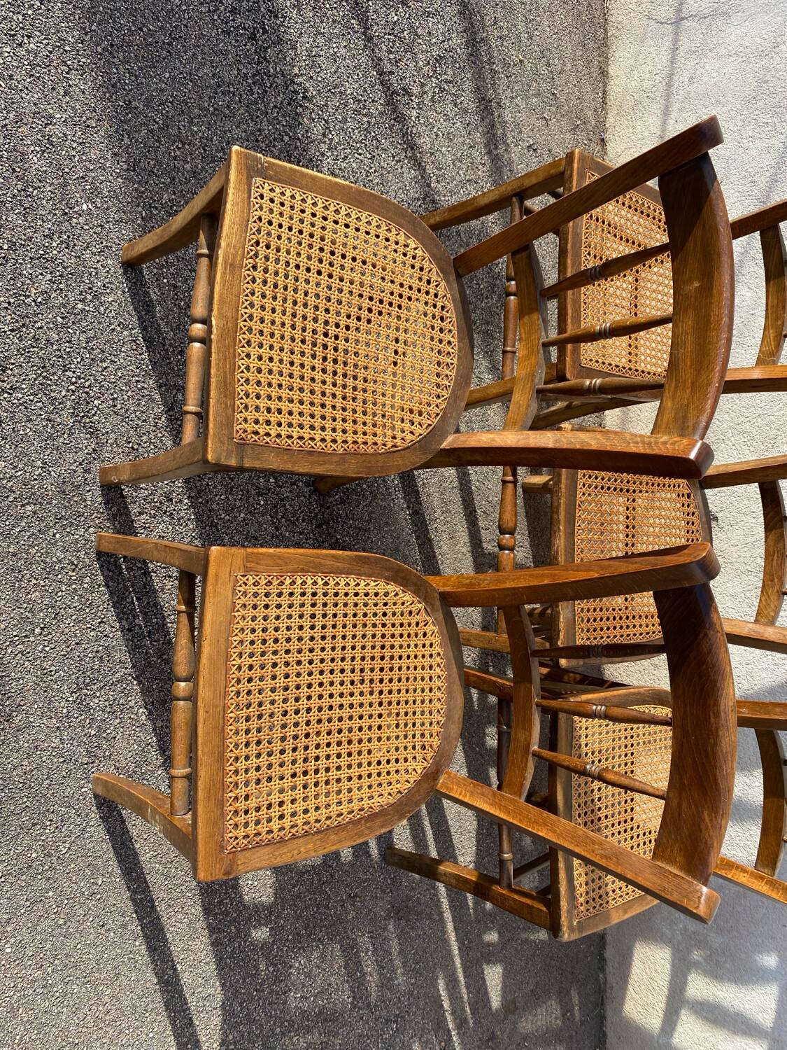 Set of 5 caned bistro chairs
