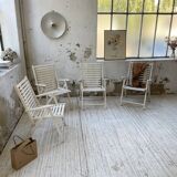 4 white wooden garden chairs