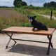 1970s Coffee table oak wrought iron 115 cm