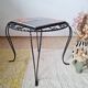 Small coffee table from the 1950s in wrought iron and glazed ceramic.
