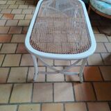 Table basse bois et cannage