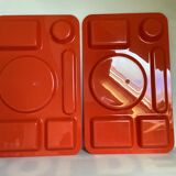 Pair of orange guzzini meal trays