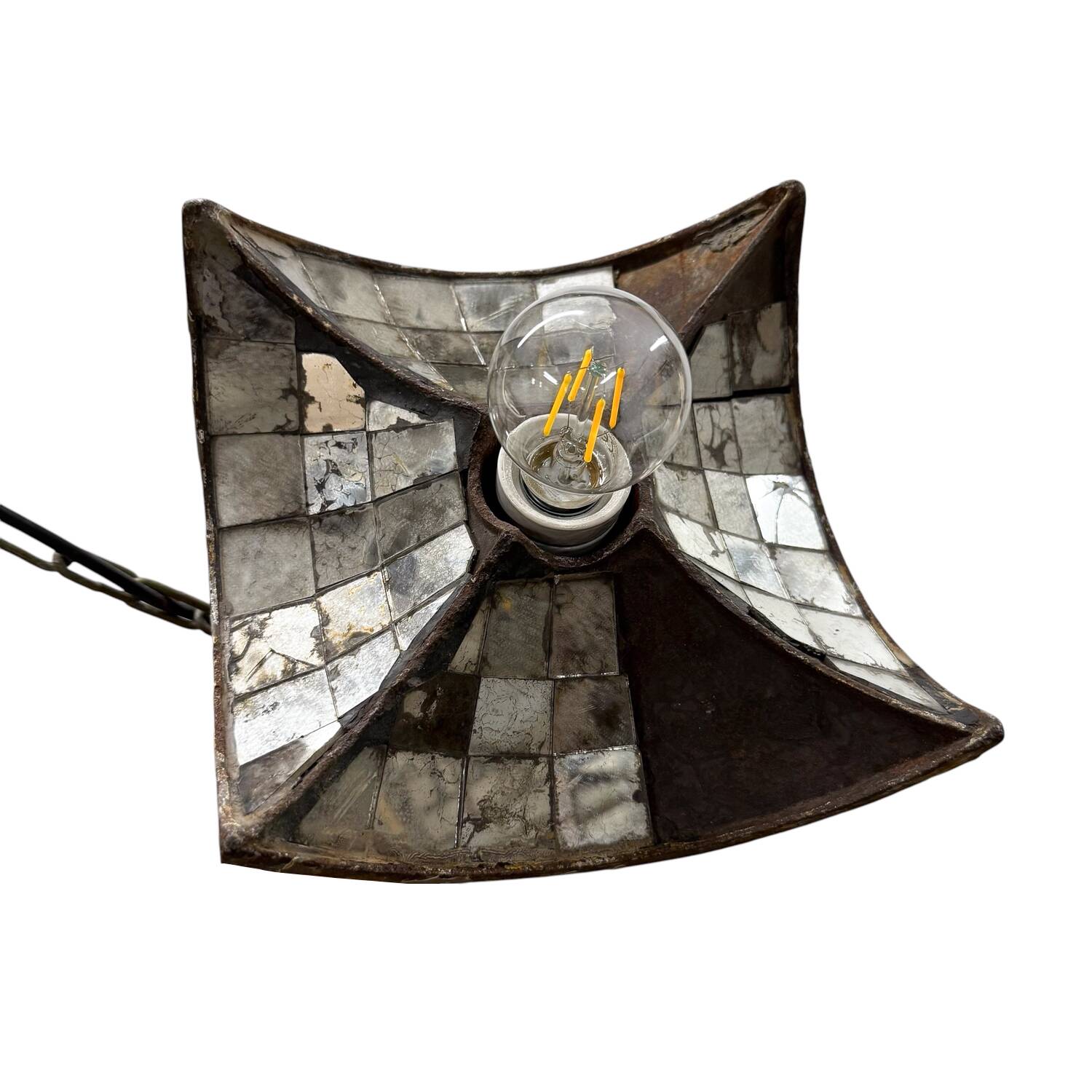 Nr. 1 Vintage industrial mirrored pendant light by Esla