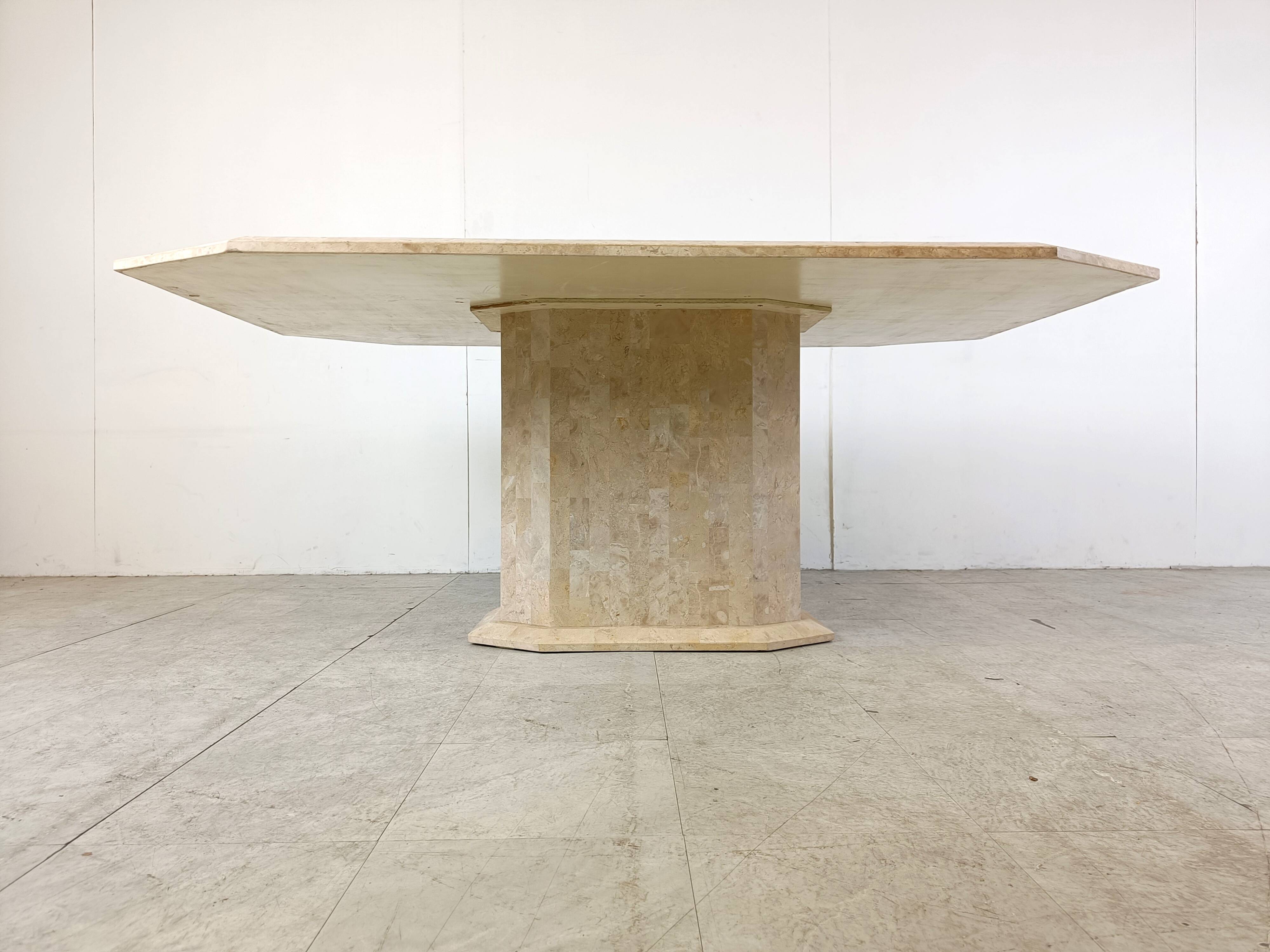 Vintage tesselated stone dining table by Maithland smith, 1970s