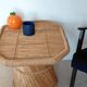 Vintage coffee table with braided cord in Audoux Minet bamboo style/1970s