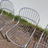 Set of 6 designer chairs in chromed metal from the 1970s