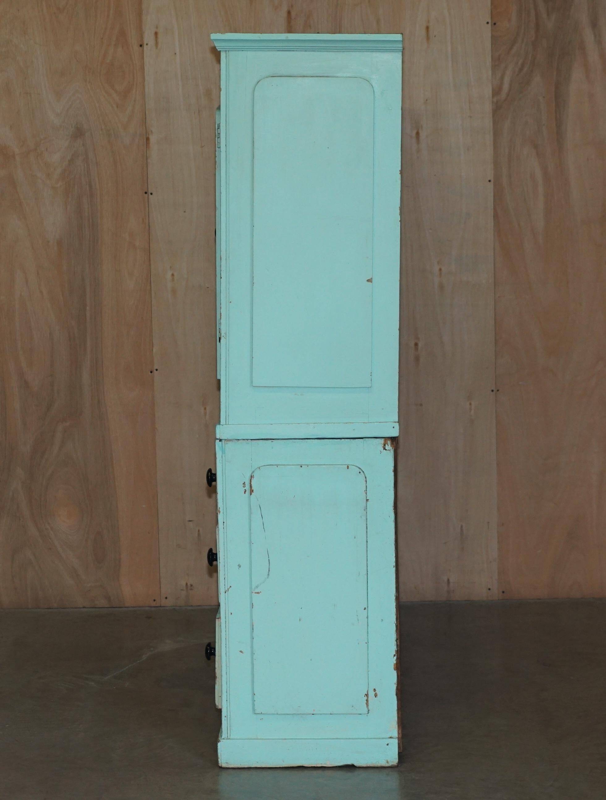 Painted pine linen cupboard or Victorian pantry circa 1860