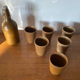 Ancien Service Bouteille +  6 Gobelets Grès DIGOIN France Vintage