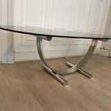 Table basse chrome et laiton Italie 1970