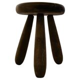 Sculptural stool in stained pine, attributed to Ingvar Hildingsson, Sweden 1970.