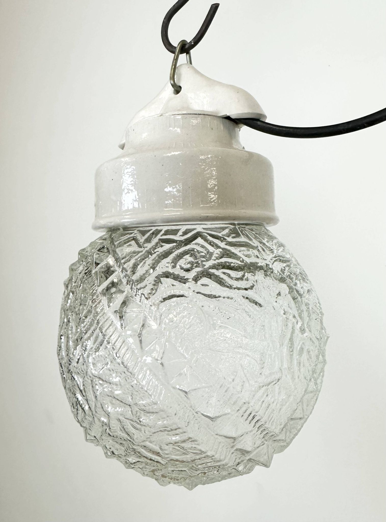 Vintage White Porcelain Pendant Light, 1970s