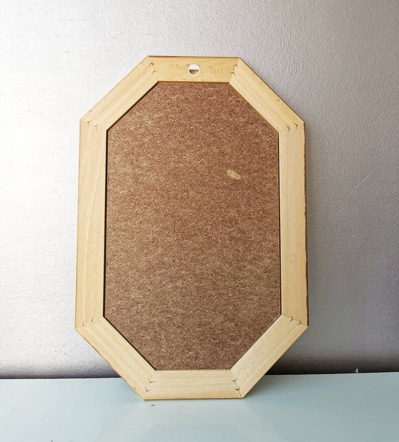 Vintage wooden flower mirror 1980