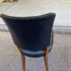 Vintage Art Deco Chair / 1950s – Wood & Black Faux Leather