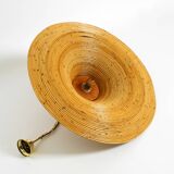 Beautiful, large Italian 1970s bright bamboo wood ceiling pendant lamp