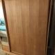 Vintage oak wardrobe with mirror with two sliding doors, France 1960s