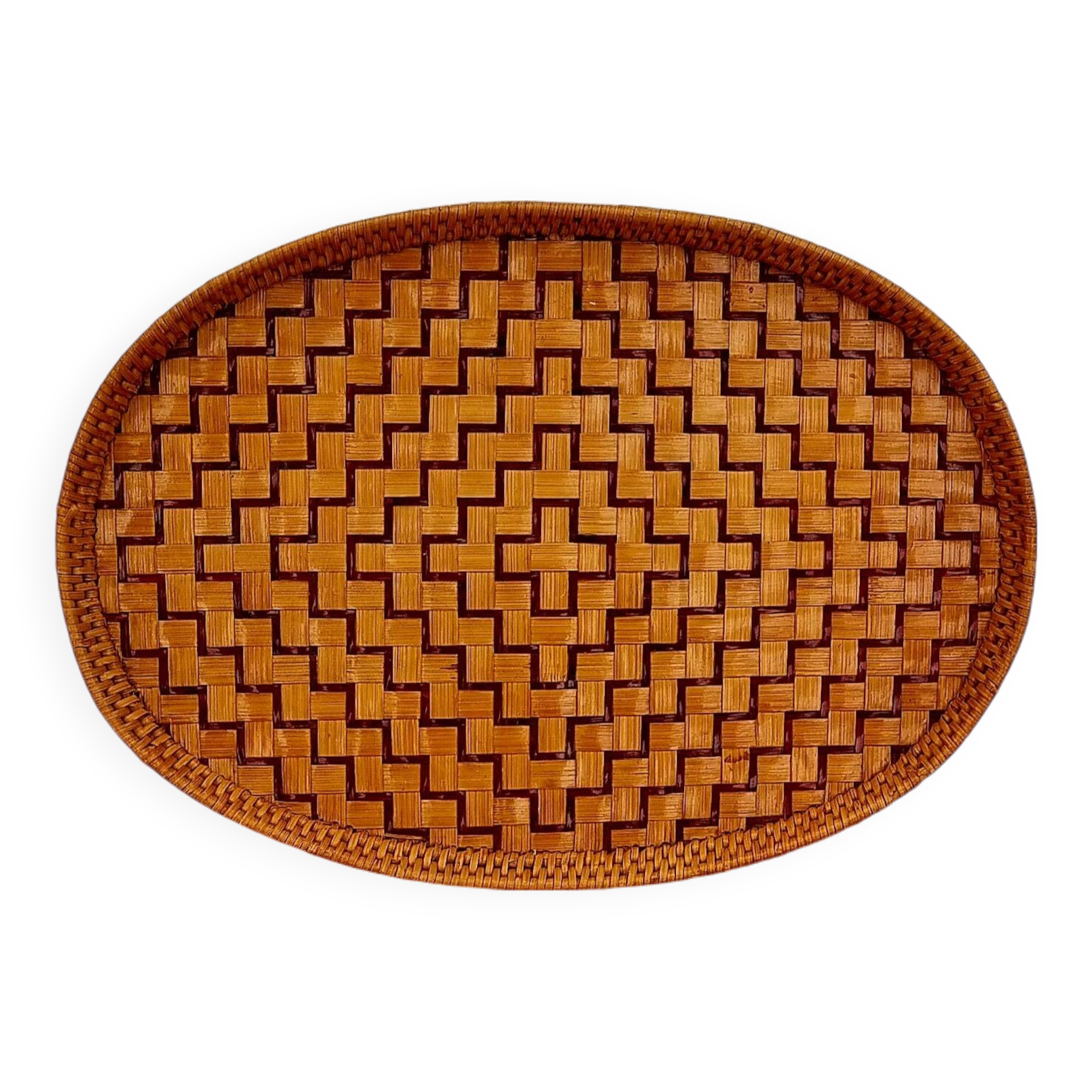 Vintage woven bamboo tray