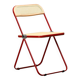Giancarlo Piretti Plia Folding Chair in Red and Straw for Castelli, Italy
