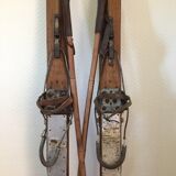 Wooden skis and vintage bamboo sticks
