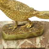 Art Deco Statue Pheasant Sculpture Gilded Bronze Marble 1920s
