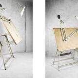 Dutch industrial drawing or architect's table witch lamp from rotanex-pool, 1950s