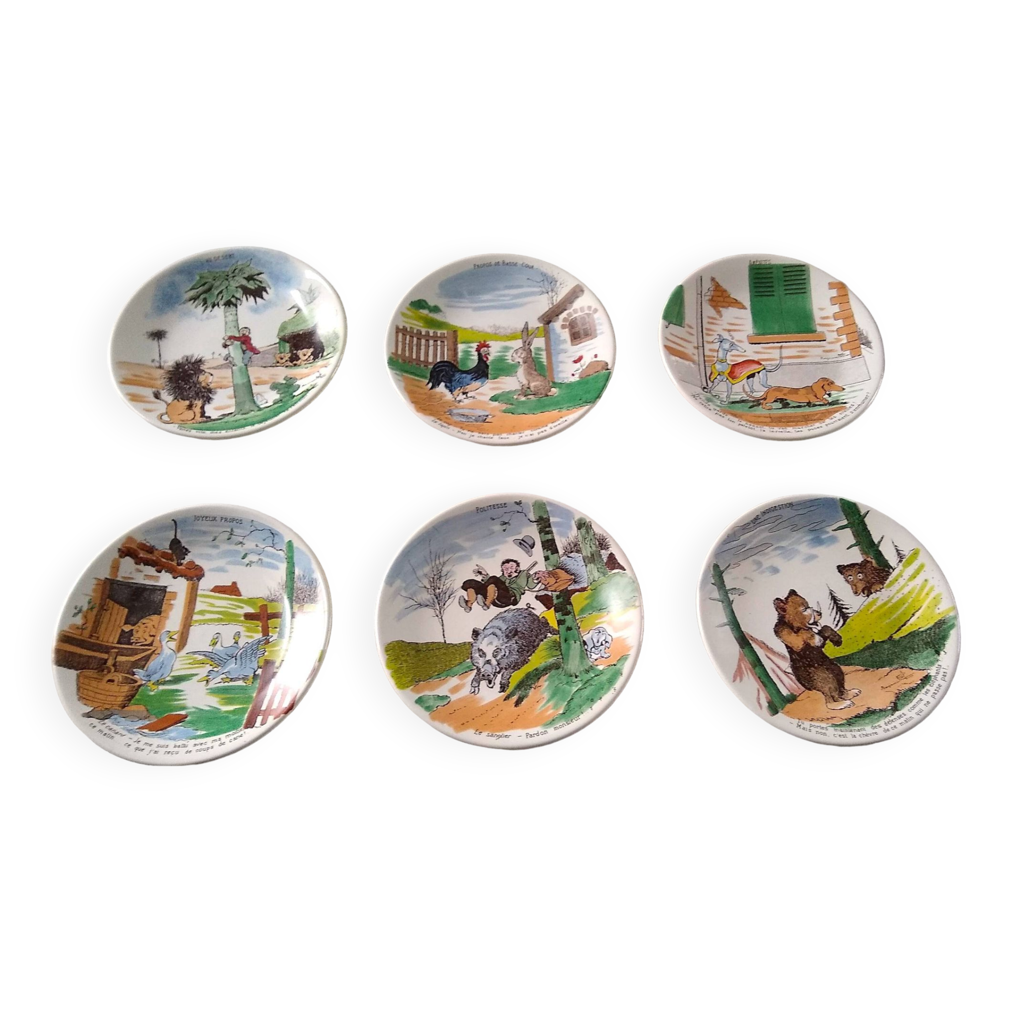 6 dessert plates by Benjamin Rabier Sarreguemines